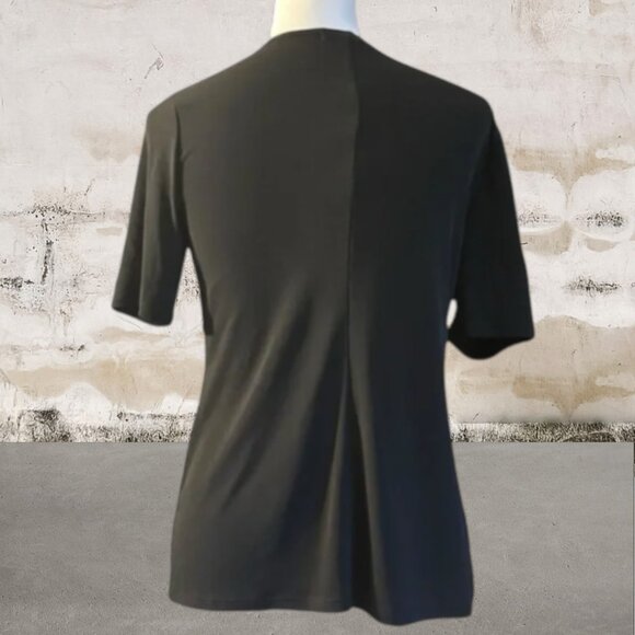 Elie McCarthy Women's Black Asymmetrical Tie Front Blouse Size Small - Picture 3 of 4